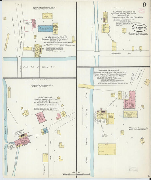 Sanborn Fire Insurance Map from Cynthiana, Harrison County, Kentucky (1897), Sheet #0009 - Historic Sanborn Fire Insurance Map Print, vintage old map wall art, antique decor, genealogy gift, Kentucky Kentucky map