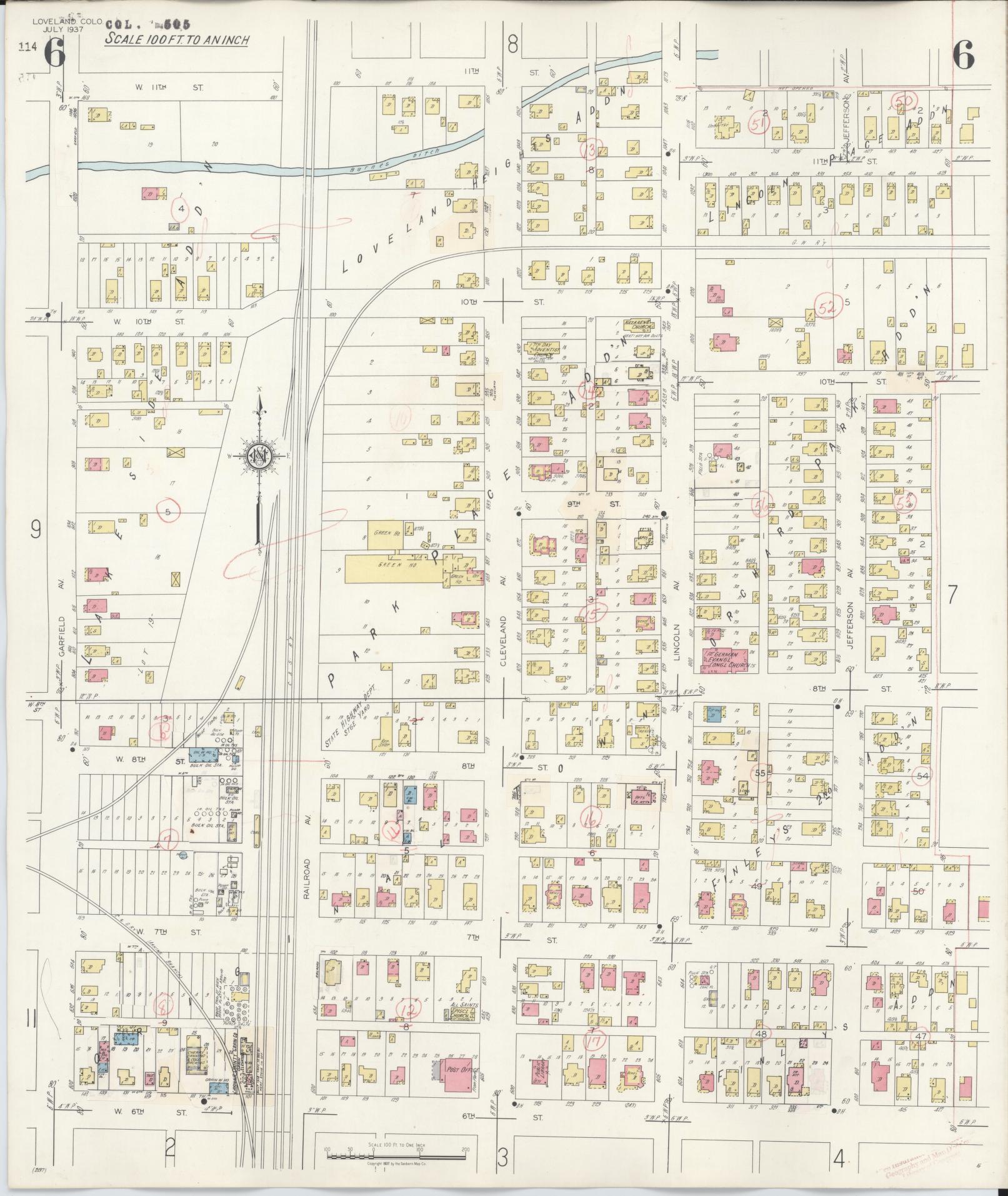 Sanborn Fire Insurance Map from Loveland, Larimer County, Colorado (1946), Sheet #0006 - Historic Sanborn Fire Insurance Map Print, vintage old map wall art, antique decor, genealogy gift, Colorado Colorado map