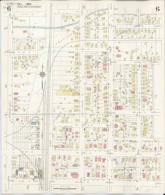 Sanborn Fire Insurance Map from Loveland, Larimer County, Colorado (1946), Sheet #0006 - Historic Sanborn Fire Insurance Map Print, vintage old map wall art, antique decor, genealogy gift, Colorado Colorado map