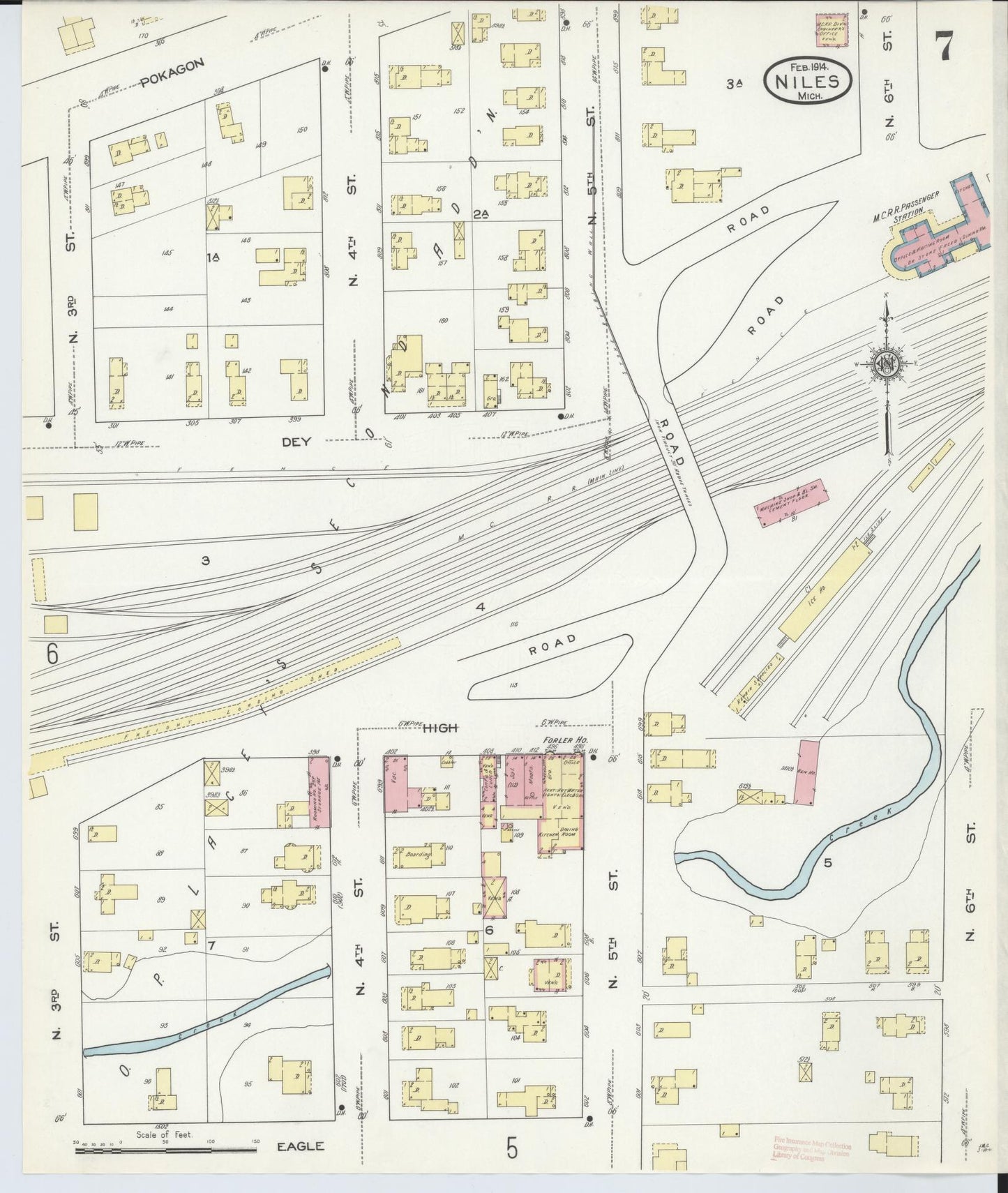Sanborn Fire Insurance Map from Niles, Berrien County, Michigan (1914), Sheet #0007 - Complete Map Set gallery image, historic Sanborn map, vintage wall art, Michigan Michigan