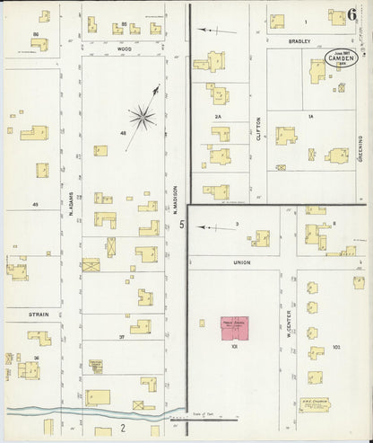 Sanborn Fire Insurance Map from Camden, Ouachita County, Arkansas (1907), Sheet #0006 - Complete Map Set gallery image, historic Sanborn map, vintage wall art, Arkansas Arkansas