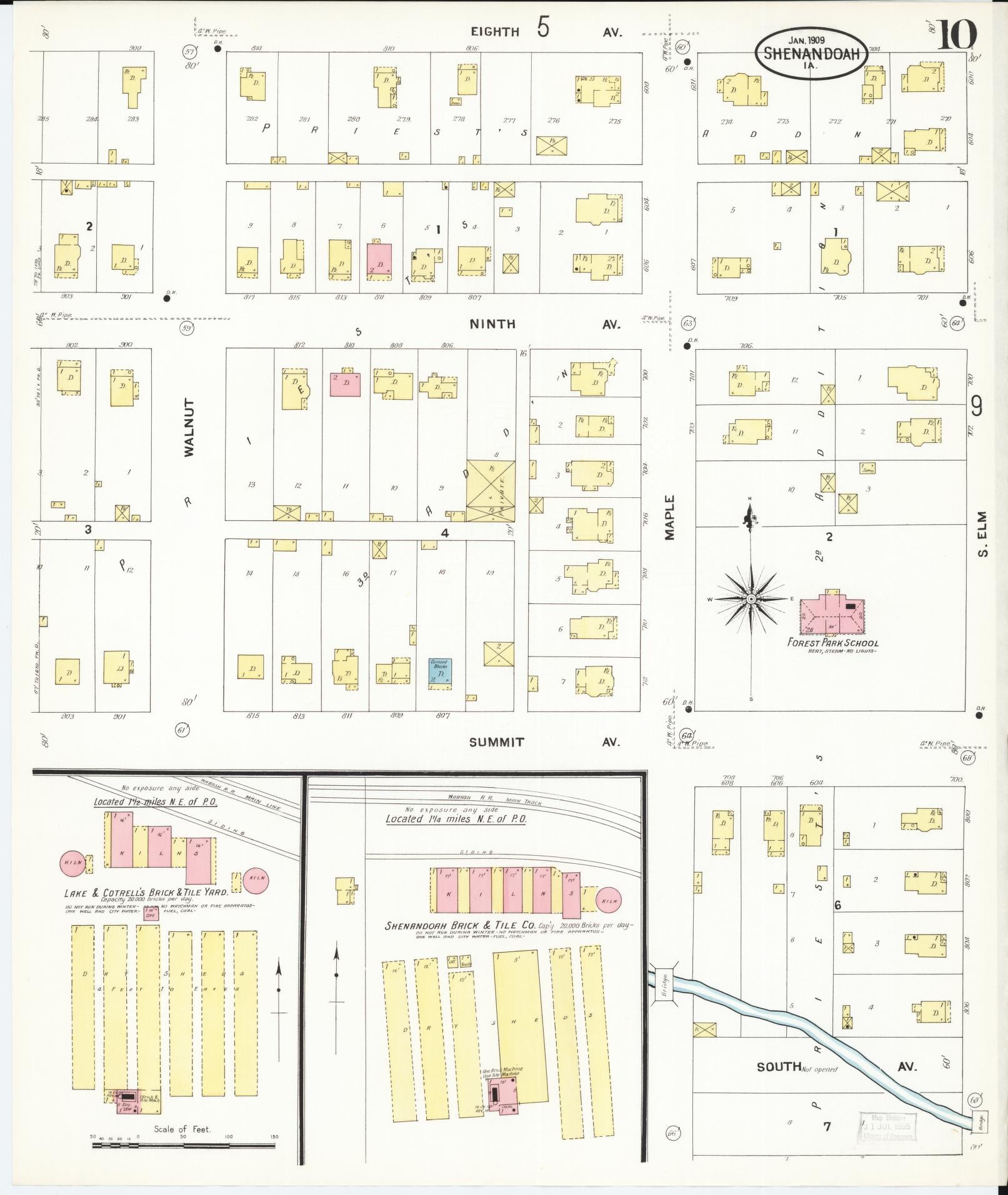 Sanborn Fire Insurance Map from Shenandoah, Page County, Iowa (1909), Sheet #0010 - Historic Sanborn Fire Insurance Map Print
