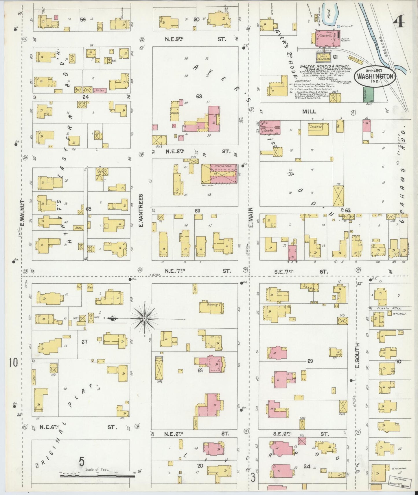 Sanborn Fire Insurance Map from Washington, Daviess County, Indiana (1902), Sheet #0004 - Complete Map Set gallery image, historic Sanborn map, vintage wall art, Indiana Indiana