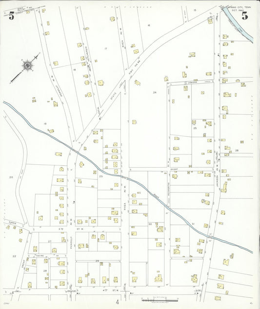 Sanborn Fire Insurance Map from Spring City, Rhea County, Tennessee (1942), Sheet #0005 - Historic Sanborn Fire Insurance Map Print, vintage old map wall art, antique decor, genealogy gift, Tennessee Tennessee map