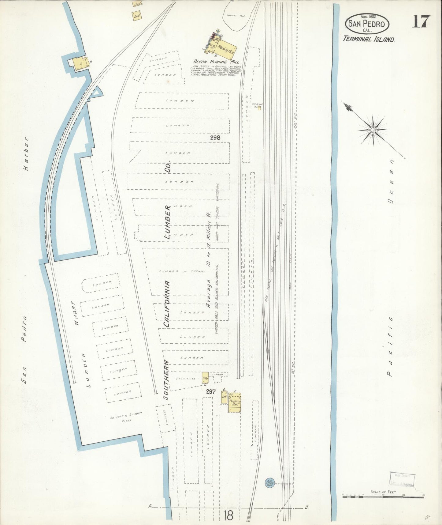 Sanborn Fire Insurance Map from San Pedro, Los Angeles County, California (1902), Sheet #0017 - Complete Map Set gallery image, historic Sanborn map, vintage wall art, California California