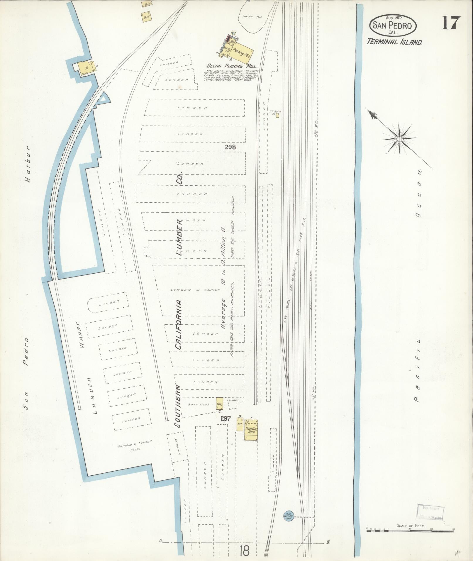 Sanborn Fire Insurance Map from San Pedro, Los Angeles County, California (1902), Sheet #0017 - Complete Map Set gallery image, historic Sanborn map, vintage wall art, California California