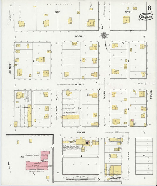 Sanborn Fire Insurance Map from De Leon, Comanche County, Texas (1920), Sheet #0006 - Historic Sanborn Fire Insurance Map Print, vintage old map wall art, antique decor, genealogy gift, Texas Texas map