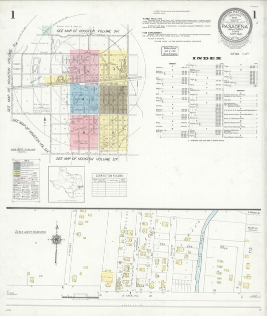 Sanborn Fire Insurance Map from Pasadena, Harris County, Texas (1940), Sheet #0001 - Historic Sanborn Fire Insurance Map Print, vintage old map wall art, antique decor, genealogy gift, Texas Texas map