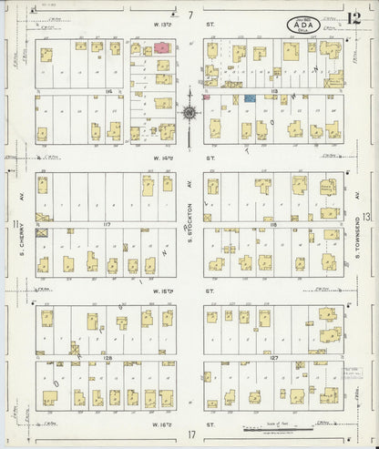Sanborn Fire Insurance Map from Ada, Pontotoc County, Oklahoma (1920), Sheet #0012 - Complete Map Set gallery image, historic Sanborn map, vintage wall art, Oklahoma Oklahoma