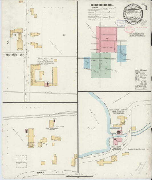 Sanborn Fire Insurance Map from Derry Depot, Rockingham County, New Hampshire (1897), Sheet #0001 - Historic Sanborn Fire Insurance Map Print, vintage old map wall art, antique decor, genealogy gift, New Hampshire New Hampshire map