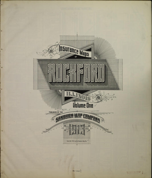 Sanborn Fire Insurance Map from Rockford, Winnebago County, Illinois (1913), Sheet #0001 - Historic Sanborn Fire Insurance Map Print, vintage old map wall art, antique decor, genealogy gift, Illinois Illinois map