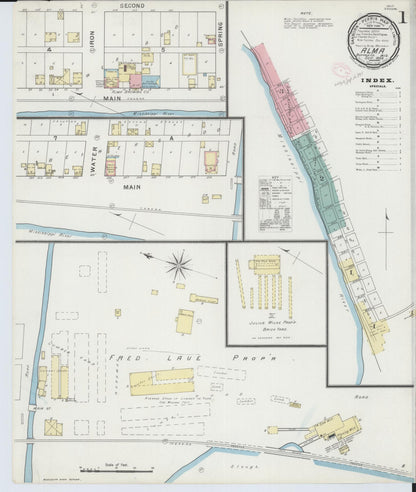 Sanborn Fire Insurance Map from Alma, Buffalo County, Wisconsin (1894), Sheet #0001 - Historic Sanborn Fire Insurance Map Print, vintage old map wall art, antique decor, genealogy gift, Wisconsin Wisconsin map