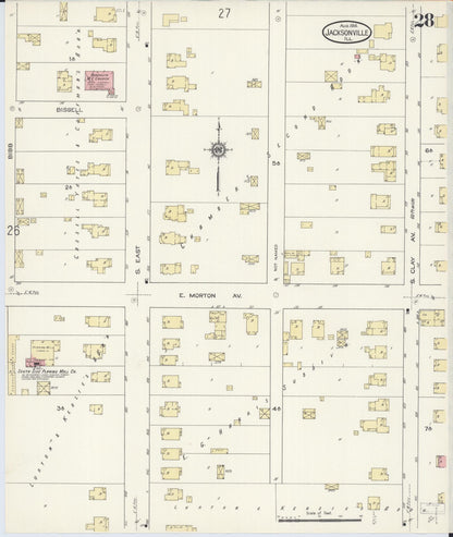 Sanborn Fire Insurance Map from Jacksonville, Morgan County, Illinois (1914), Sheet #0028 - Complete Map Set gallery image, historic Sanborn map, vintage wall art, Illinois Illinois