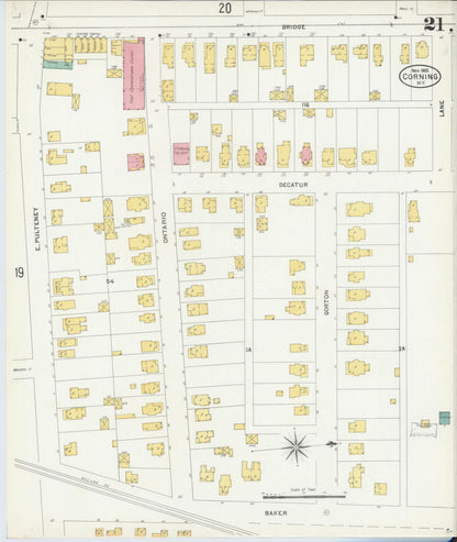 Sanborn Fire Insurance Map from Corning, Steuben County, New York (1903), Sheet #0021 - Complete Map Set gallery image, historic Sanborn map, vintage wall art, New York New York