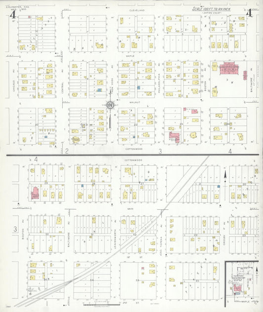 Sanborn Fire Insurance Map from Coldwater, Comanche County, Kansas (1935), Sheet #0004 - Historic Sanborn Fire Insurance Map Print, vintage old map wall art, antique decor, genealogy gift, Kansas Kansas map
