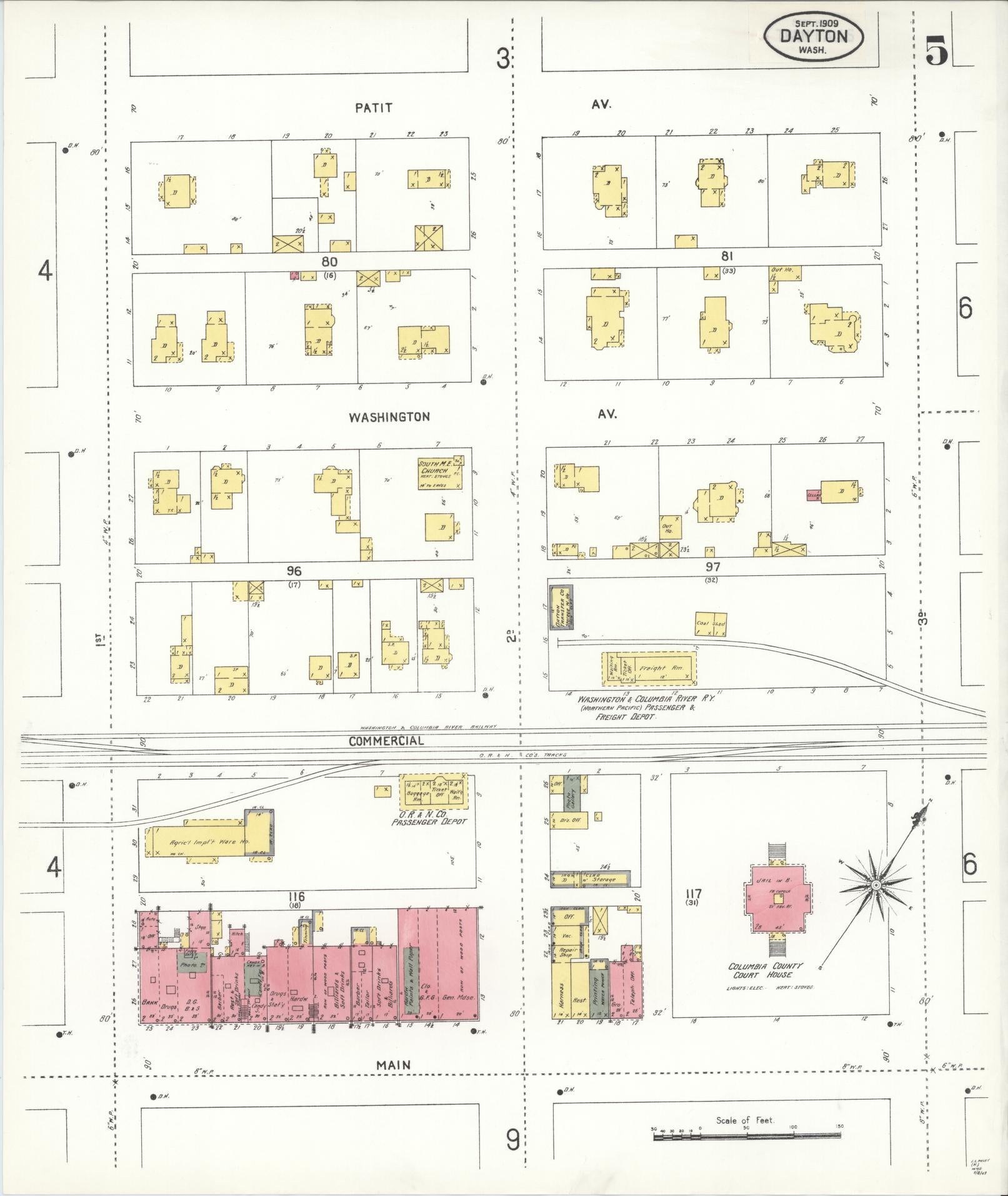 Sanborn Fire Insurance Map from Dayton, Columbia County, Washington (1909), Sheet #0005 - Complete Map Set gallery image, historic Sanborn map, vintage wall art, Washington Washington