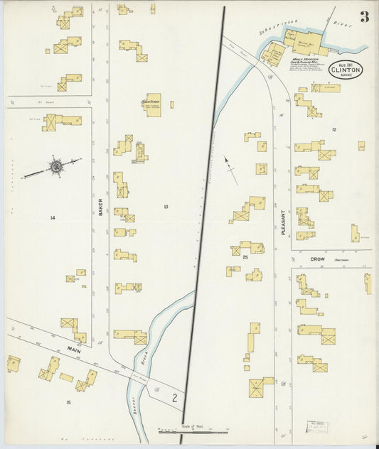 Sanborn Fire Insurance Map from Clinton, Kennebec County, Maine (1911), Sheet #0003 - Historic Sanborn Fire Insurance Map Print, vintage old map wall art, antique decor, genealogy gift, Maine Maine map