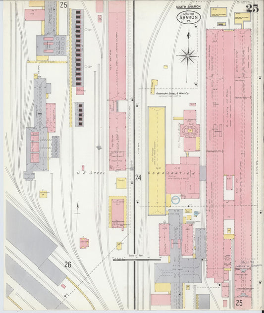 Sanborn Fire Insurance Map from Sharon, Mercer County, Pennsylvania (1903), Sheet #0025 - Historic Sanborn Fire Insurance Map Print, vintage old map wall art, antique decor, genealogy gift, Pennsylvania Pennsylvania map