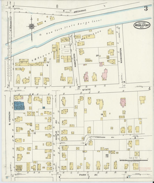 Sanborn Fire Insurance Map from Middleport, Niagara County, New York (1920), Sheet #0003 - Historic Sanborn Fire Insurance Map Print, vintage old map wall art, antique decor, genealogy gift, New York New York map