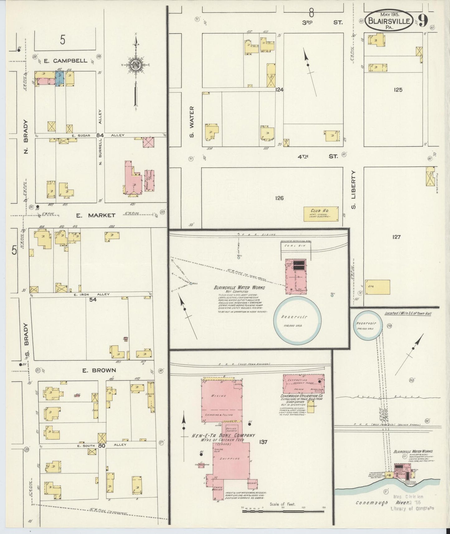 Sanborn Fire Insurance Map from Blairsville, Indiana County, Pennsylvania (1915), Sheet #0009 - Historic Sanborn Fire Insurance Map Print, vintage old map wall art, antique decor, genealogy gift, Pennsylvania Pennsylvania map