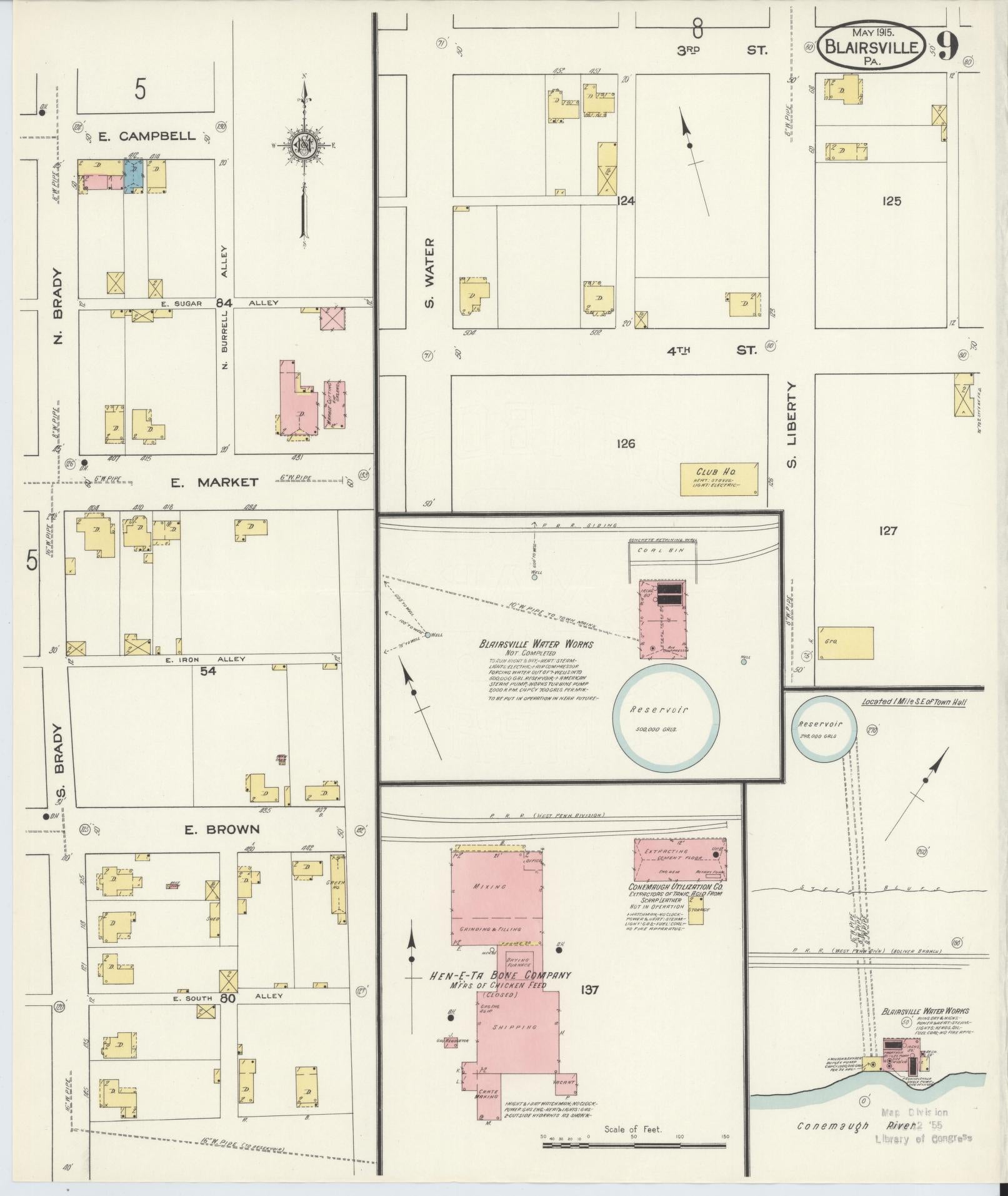 Sanborn Fire Insurance Map from Blairsville, Indiana County, Pennsylvania (1915), Sheet #0009 - Historic Sanborn Fire Insurance Map Print, vintage old map wall art, antique decor, genealogy gift, Pennsylvania Pennsylvania map