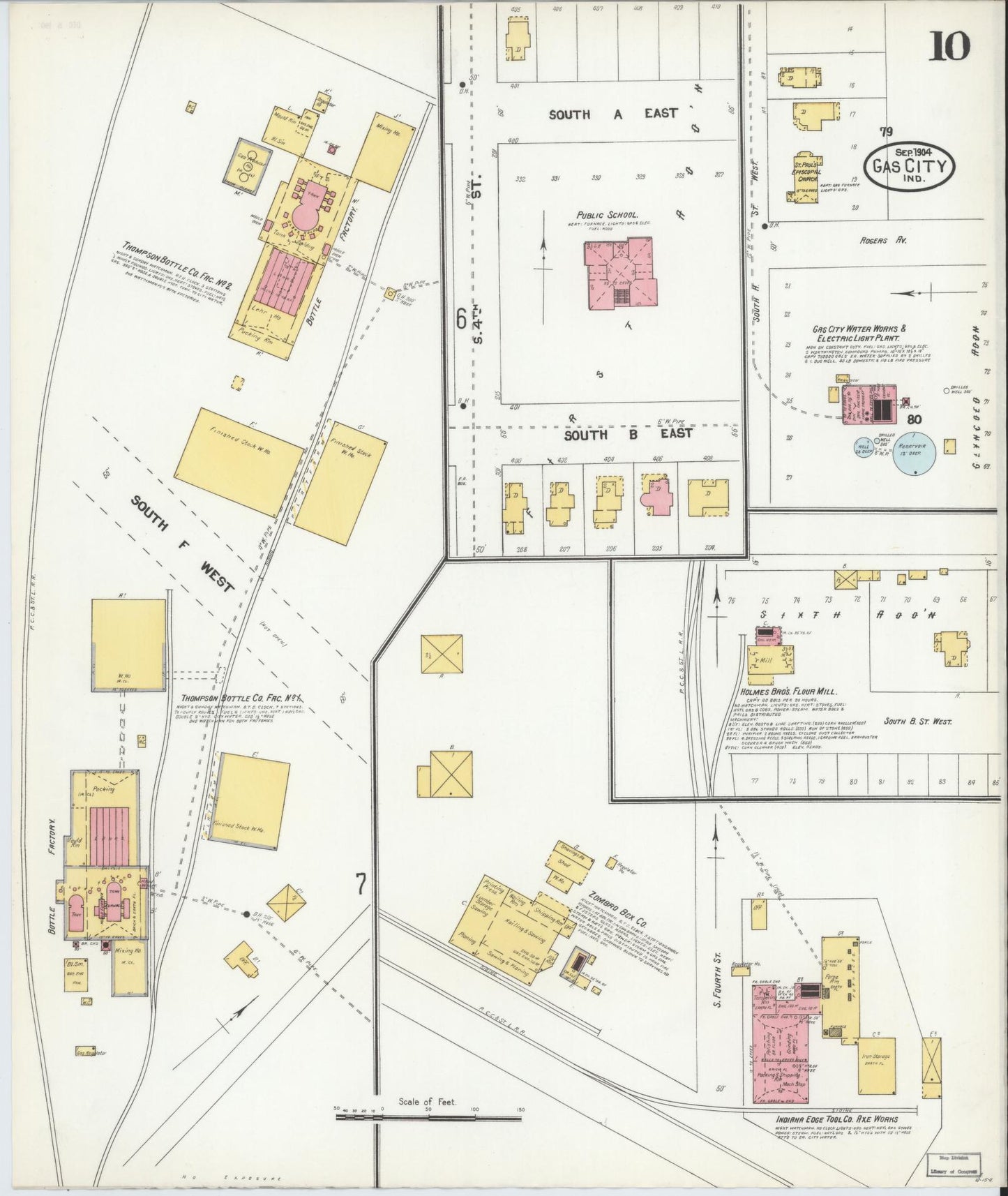 Sanborn Fire Insurance Map from Gas City, Grant County, Indiana (1904), Sheet #0010 - Complete Map Set gallery image, historic Sanborn map, vintage wall art, Indiana Indiana