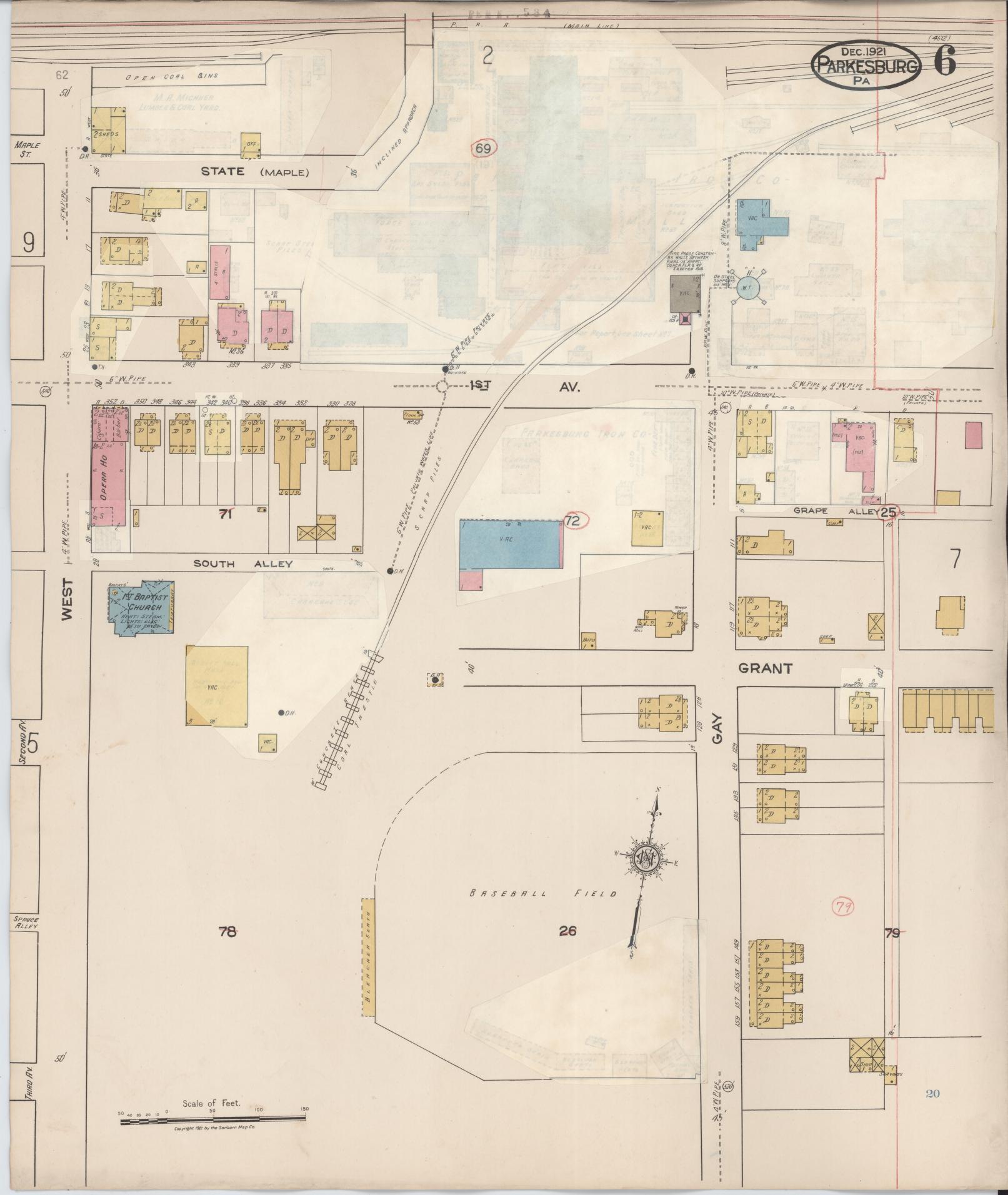Sanborn Fire Insurance Map from Parkesburg, Chester County, Pennsylvania (1934), Sheet #0006 - Complete Map Set gallery image, historic Sanborn map, vintage wall art, Pennsylvania Pennsylvania
