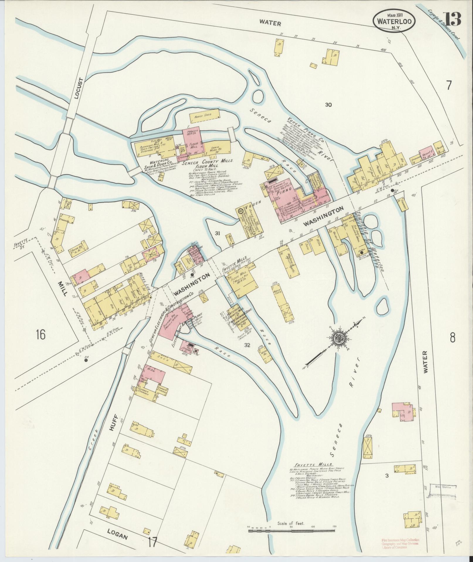 Sanborn Fire Insurance Map from Waterloo, Seneca County, New York (1911), Sheet #0013 - Complete Map Set gallery image, historic Sanborn map, vintage wall art, New York New York