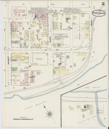Sanborn Fire Insurance Map from Parkersburg, Wood County, West Virginia (1889), Sheet #0002 - Complete Map Set gallery image, historic Sanborn map, vintage wall art, West Virginia West Virginia