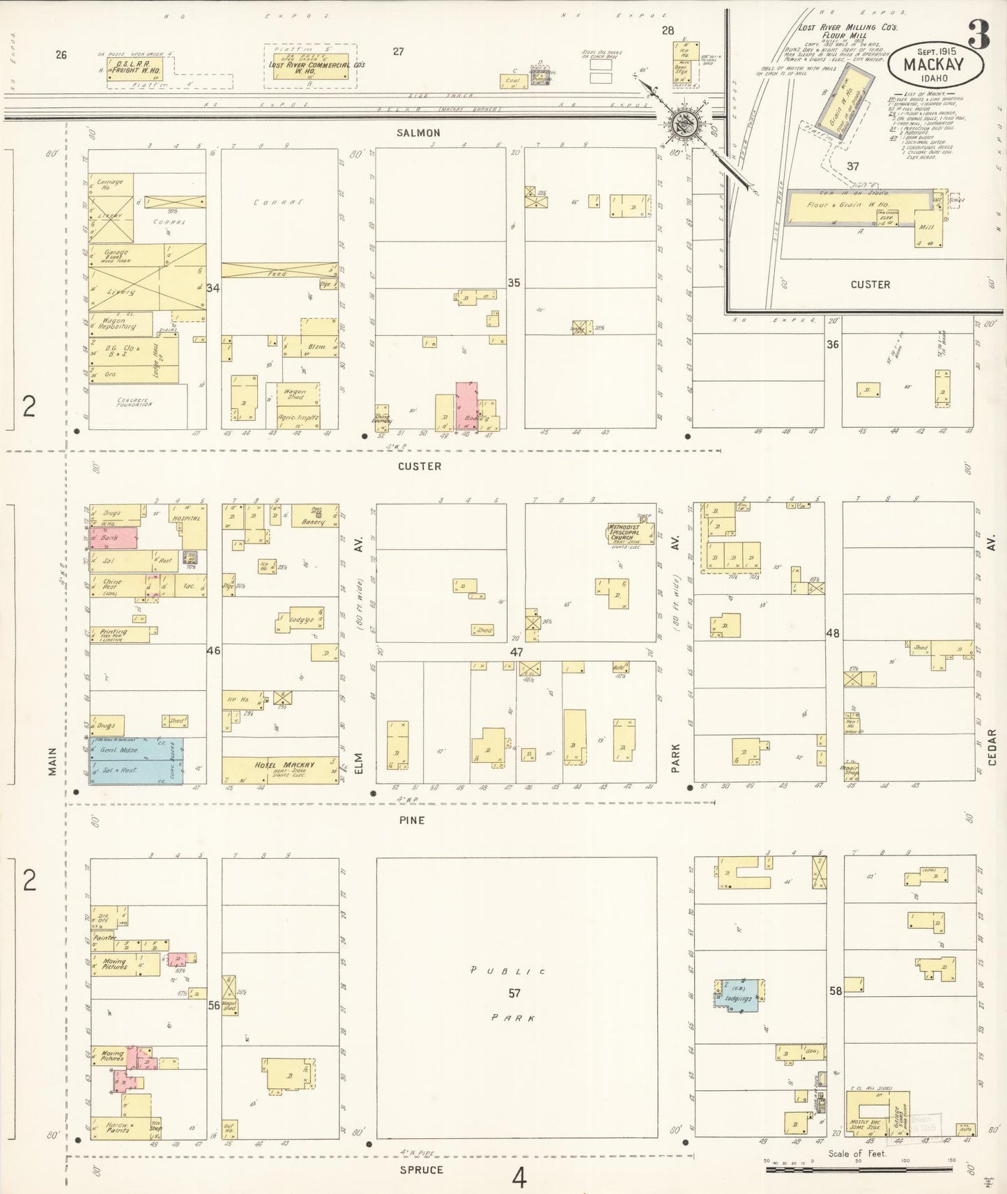 Sanborn Fire Insurance Map from Mackay, Custer County, Idaho (1915), Sheet #0003 - Complete Map Set gallery image, historic Sanborn map, vintage wall art, Idaho Idaho