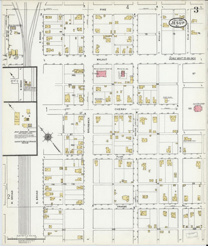 Sanborn Fire Insurance Map from Jesup, Wayne County, Georgia (1920), Sheet #0003 - Complete Map Set gallery image, historic Sanborn map, vintage wall art, Georgia Georgia