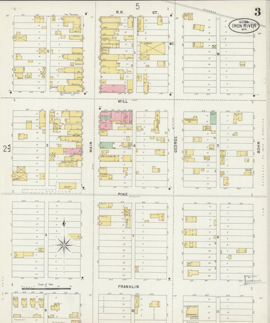 Sanborn Fire Insurance Map from Iron River, Bayfield County, Wisconsin (1898), Sheet #0003 - Historic Sanborn Fire Insurance Map Print, vintage old map wall art, antique decor, genealogy gift, Wisconsin Wisconsin map