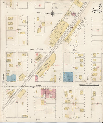 Sanborn Fire Insurance Map from Wasco, Sherman County, Oregon (1931), Sheet #0003 - Complete Map Set gallery image, historic Sanborn map, vintage wall art, Oregon Oregon