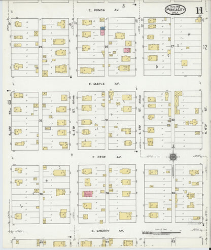 Sanborn Fire Insurance Map from Ponca City, Kay County, Oklahoma (1919), Sheet #0011 - Complete Map Set gallery image, historic Sanborn map, vintage wall art, Oklahoma Oklahoma