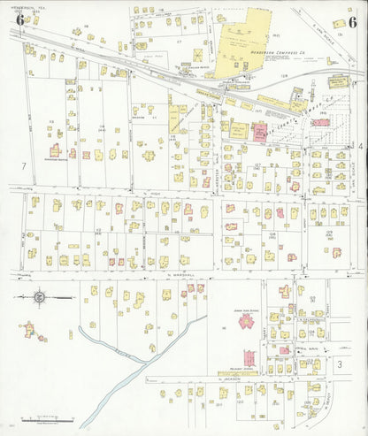 Sanborn Fire Insurance Map from Henderson, Rusk County, Texas (1933), Sheet #0006 - Complete Map Set gallery image, historic Sanborn map, vintage wall art, Texas Texas
