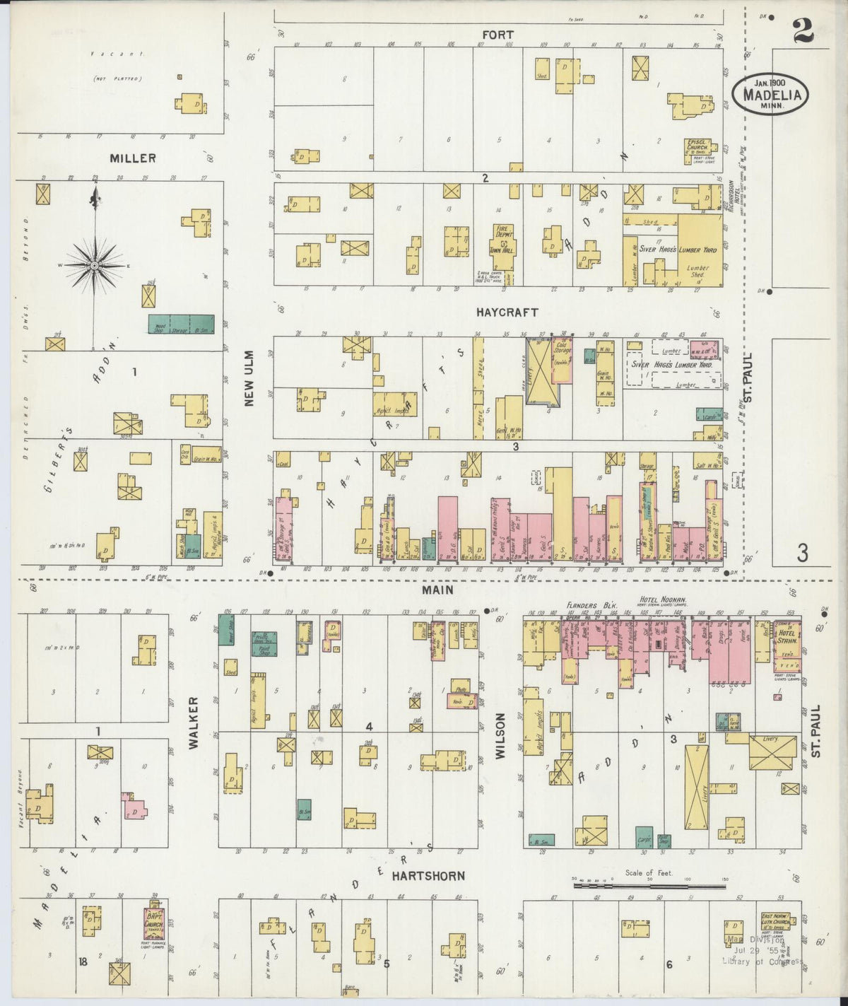 Sanborn Fire Insurance Map from Madelia, Watonwan County, Minnesota (1900), Sheet #0002 - Complete Map Set gallery image, historic Sanborn map, vintage wall art, Minnesota Minnesota