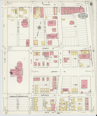 Sanborn Fire Insurance Map from Duquesne, Allegheny County, Pennsylvania (1917), Sheet #0008 - Complete Map Set gallery image, historic Sanborn map, vintage wall art, Pennsylvania Pennsylvania