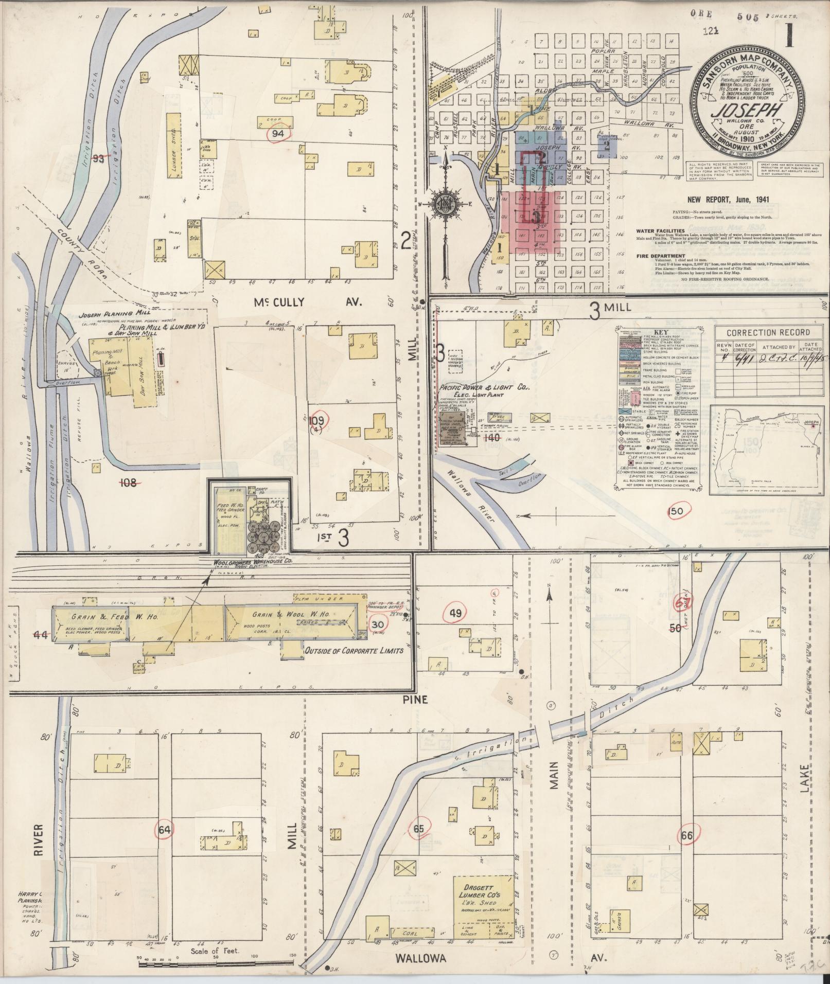 Sanborn Fire Insurance Map from Joseph, Wallowa County, Oregon (1941), Sheet #0001 - Complete Map Set gallery image, historic Sanborn map, vintage wall art, Oregon Oregon