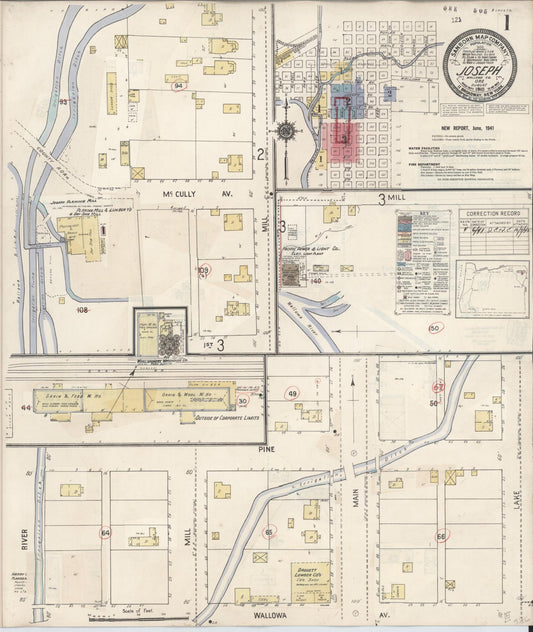 Sanborn Fire Insurance Map from Joseph, Wallowa County, Oregon (1941), Sheet #0001 - Complete Map Set gallery image, historic Sanborn map, vintage wall art, Oregon Oregon
