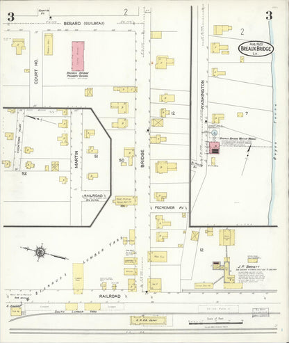 Sanborn Fire Insurance Map from Breaux Bridge, Saint Martin Parish, Louisiana (1923), Sheet #0003 - Complete Map Set gallery image, historic Sanborn map, vintage wall art, Louisiana Louisiana