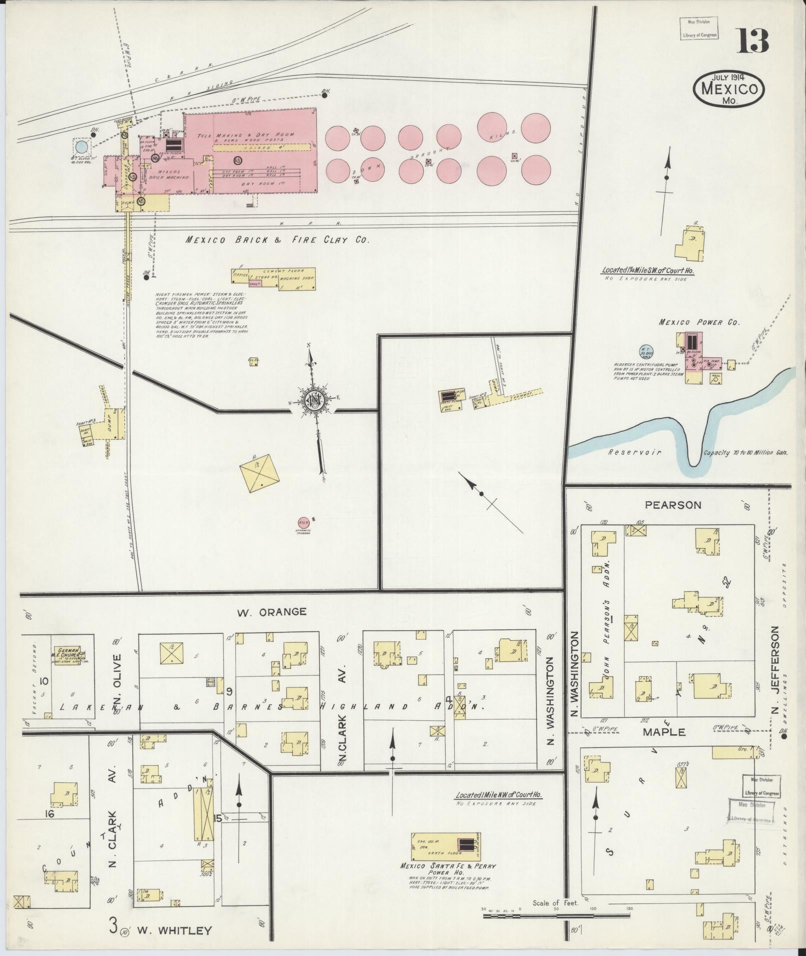 Sanborn Fire Insurance Map from Mexico, Audrain County, Missouri (1914), Sheet #0013 - Historic Sanborn Fire Insurance Map Print, vintage old map wall art, antique decor, genealogy gift, Missouri Missouri map
