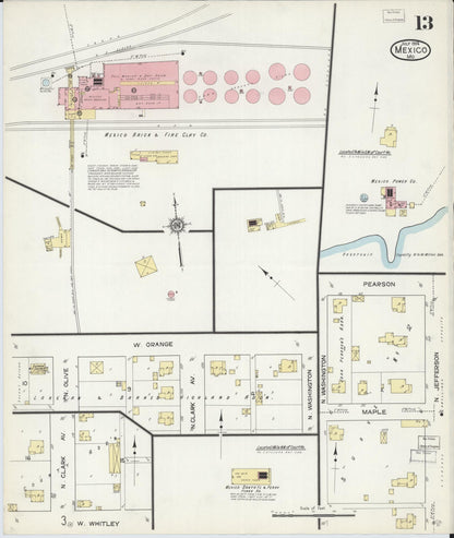 Sanborn Fire Insurance Map from Mexico, Audrain County, Missouri (1914), Sheet #0013 - Historic Sanborn Fire Insurance Map Print, vintage old map wall art, antique decor, genealogy gift, Missouri Missouri map