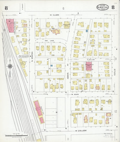 Sanborn Fire Insurance Map from Albert Lea, Freeborn County, Minnesota (1926), Sheet #0008 - Complete Map Set gallery image, historic Sanborn map, vintage wall art, Minnesota Minnesota