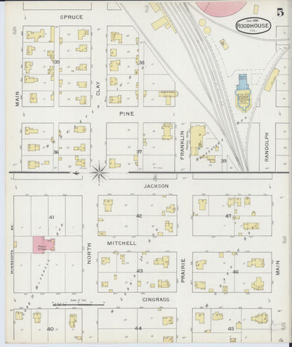 Sanborn Fire Insurance Map from Roodhouse, Greene County, Illinois (1894), Sheet #0005 - Historic Sanborn Fire Insurance Map Print, vintage old map wall art, antique decor, genealogy gift, Illinois Illinois map