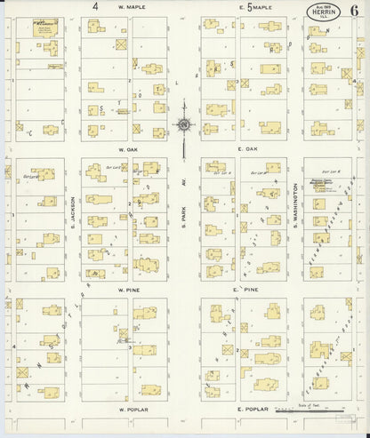Sanborn Fire Insurance Map from Herrin, Williamson County, Illinois (1909), Sheet #0006 - Complete Map Set gallery image, historic Sanborn map, vintage wall art, Illinois Illinois