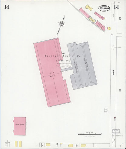 Sanborn Fire Insurance Map from Weirton, Hancock County, West Virginia (1923), Sheet #0014 - Complete Map Set gallery image, historic Sanborn map, vintage wall art, West Virginia West Virginia