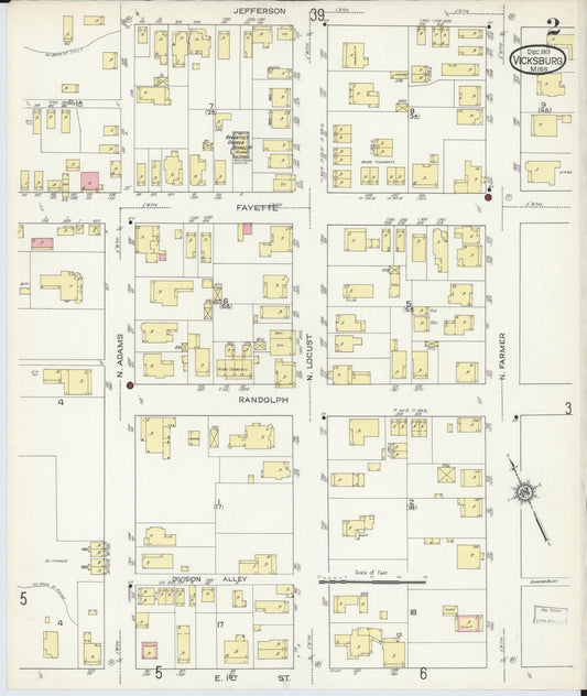 Sanborn Fire Insurance Map from Vicksburg, Warren County, Mississippi (1913), Sheet #0002 - Historic Sanborn Fire Insurance Map Print, vintage old map wall art, antique decor, genealogy gift, Mississippi Mississippi map