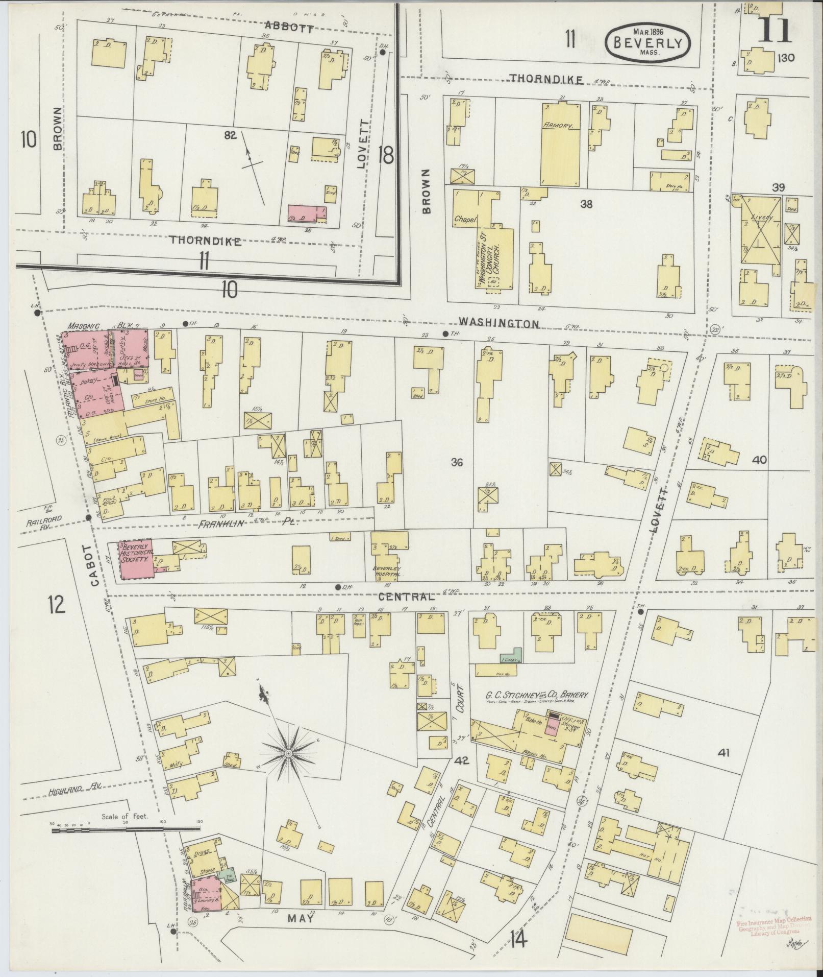Sanborn Fire Insurance Map from Beverly, Essex County, Massachusetts (1896), Sheet #0011 - Complete Map Set gallery image, historic Sanborn map, vintage wall art, Massachusetts Massachusetts