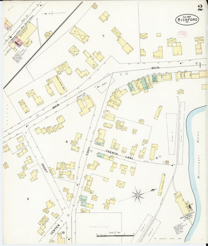 Sanborn Fire Insurance Map from Richford, Franklin County, Vermont (1897), Sheet #0002 - Complete Map Set gallery image, historic Sanborn map, vintage wall art, Vermont Vermont