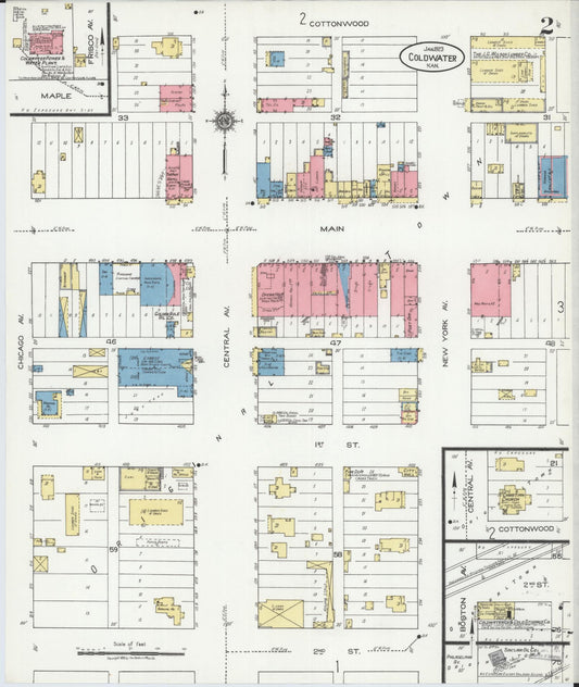 Sanborn Fire Insurance Map from Coldwater, Comanche County, Kansas (1923), Sheet #0002 - Historic Sanborn Fire Insurance Map Print, vintage old map wall art, antique decor, genealogy gift, Kansas Kansas map